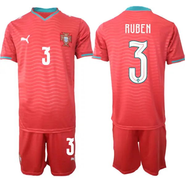 Mens Portugal National Team #3 Ruben Dias Home Red 2026 FIFA World Cup Soccer Jersey Kit
