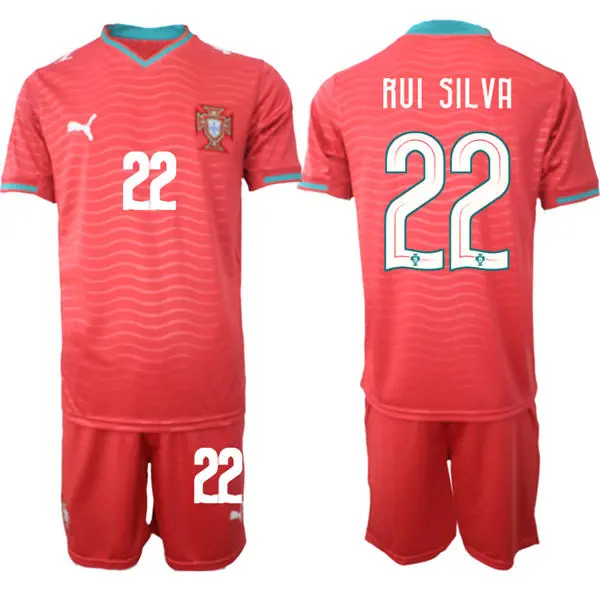 Mens Portugal National Team #22 Rui Silva Home Red 2026 FIFA World Cup Soccer Jersey Kit