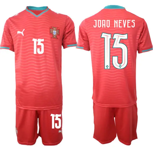 Mens Portugal National Team #15 Joao Neves Home Red 2026 FIFA World Cup Soccer Jersey Kit