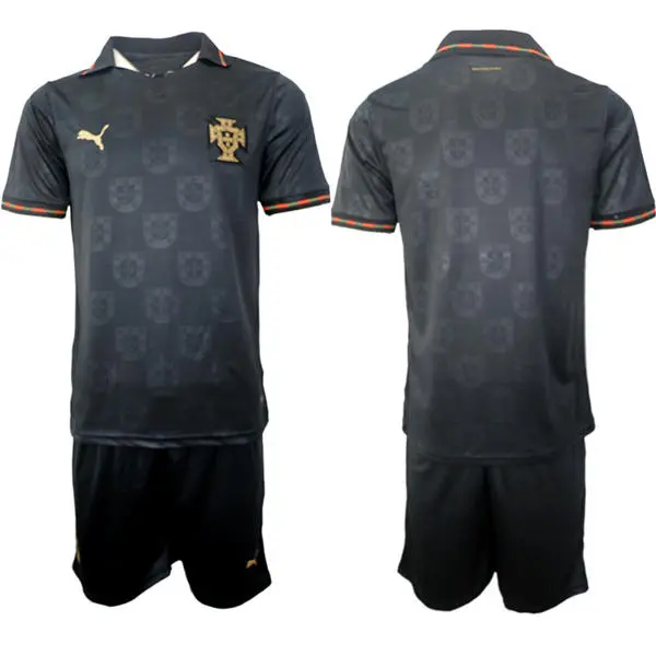 Mens Portugal Soccer Blank 2026 Pantera Negra Eusebio Special Edition Black Jersey Kit