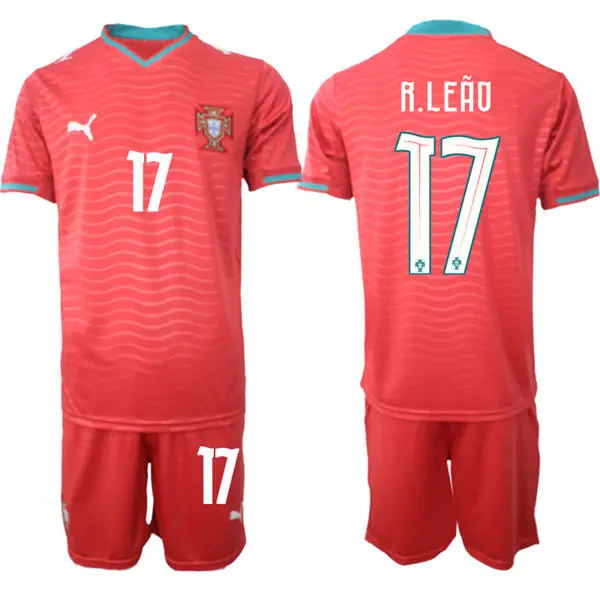 Mens Portugal National Team #17 Rafael Leao Home Red 2026 FIFA World Cup Soccer Jersey Kit