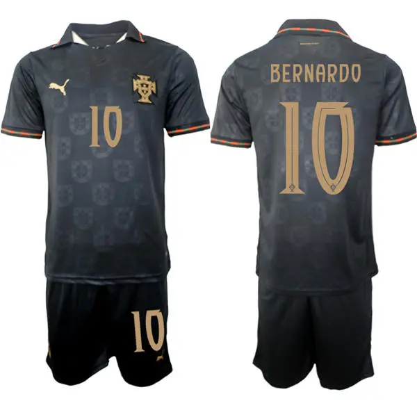 Mens Portugal National Team #10 Bernardo Silva 2026 Pantera Negra Eusebio Special Edition Black Jersey Kit
