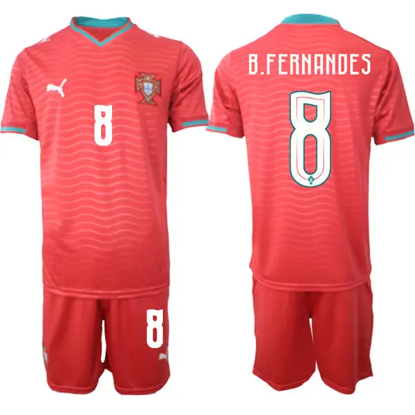 Mens Portugal National Team #8 Bruno Fernandes Home Red 2026 FIFA World Cup Soccer Jersey Kit