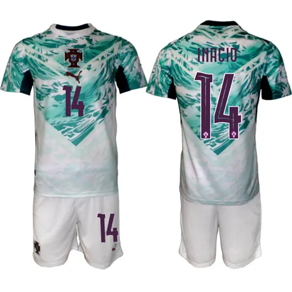 Mens Portugal National Team #14 Goncalo Inacio White Away 2026 FIFA World Cup Soccer Jersey Kit