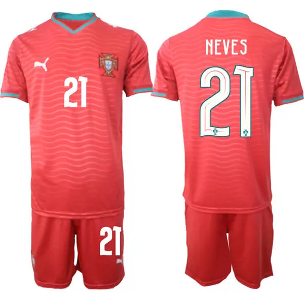 Mens Portugal National Team #21 Ruben Neves Home Red 2026 FIFA World Cup Soccer Jersey Kit