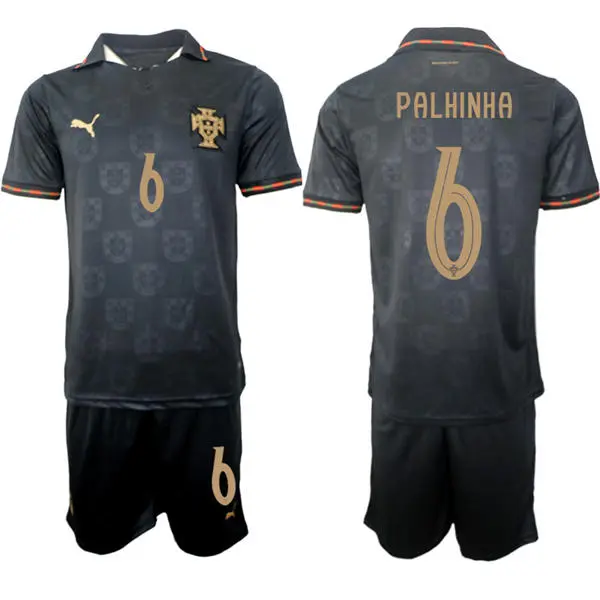 Mens Portugal National Team #6 Joao Palhinha 2026 Pantera Negra Eusebio Special Edition Black JerseyKit
