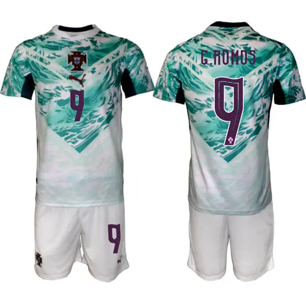 Mens Portugal National Team #9 Goncalo Ramos White Away 2026 FIFA World Cup Soccer Jersey Kit