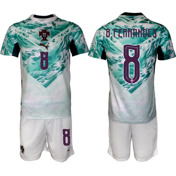 Mens Portugal National Team #8 Bruno Fernandes White Away 2026 FIFA World Cup Soccer Jersey Kit
