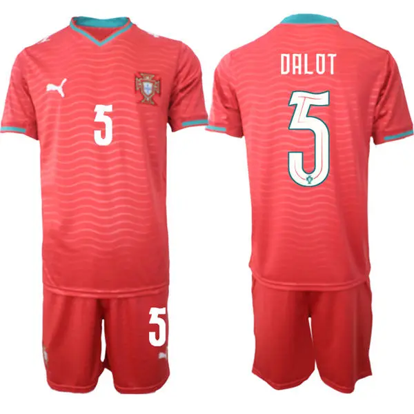 Mens Portugal National Team #5 Diogo Dalot Home Red 2026 FIFA World Cup Soccer Jersey Kit