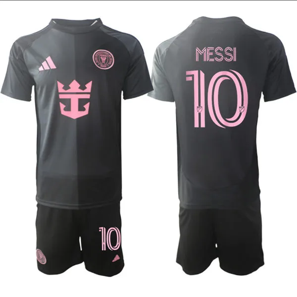 Men's Inter Miami CF #10 Lionel Messi 2026 Black Away Presagio Soccer Jersey Kit