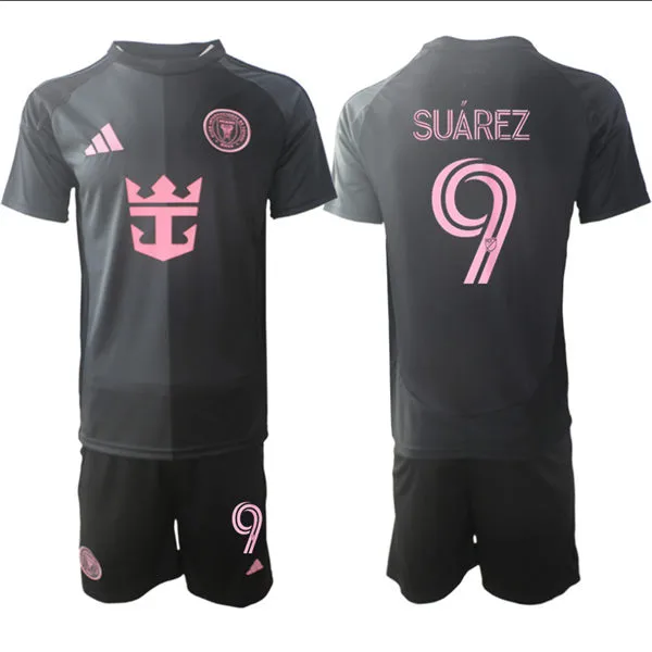 Men's Inter Miami CF #9 Luis Suarez 2026 Black Away Presagio Soccer Jersey Kit