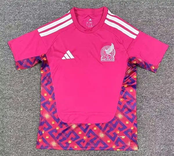 Mens Mexico National Team Blank Pink 2026 FIFA World Cup Soccer  Goalkeeper Jersey Kit
