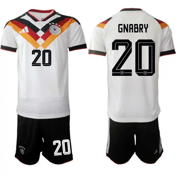 Mens Germany National Team #20 Serge Gnabry White Home 2026 FIFA World Cup Soccer Jersey Kit