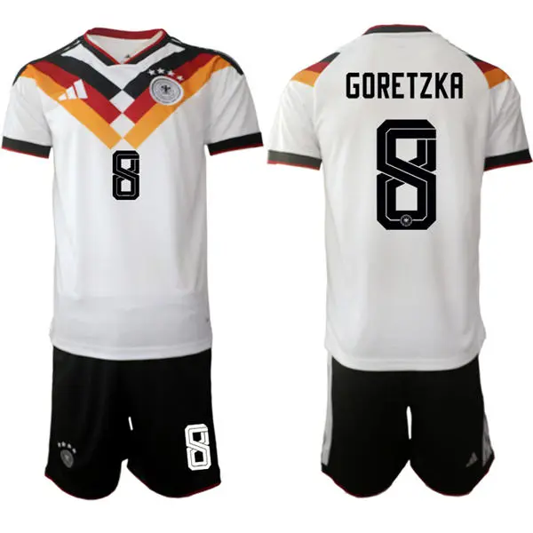 Mens Germany National Team #8 Leon Goretzka White Home 2026 FIFA World Cup Soccer Jersey Kit