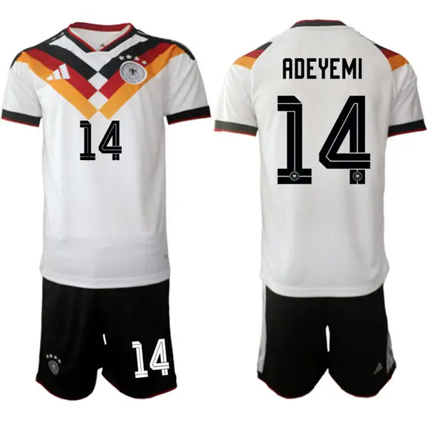 Mens Germany National Team #14 Karim Adeyemi White Home 2026 FIFA World Cup Soccer Jersey Kit