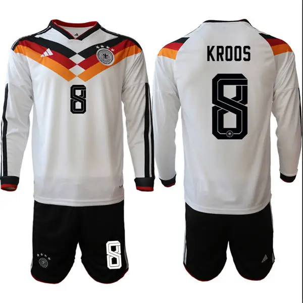 Mens Germany National Team #8 Toni Kroos White Long Sleeve 2026 FIFA World Cup Soccer Jersey Kit