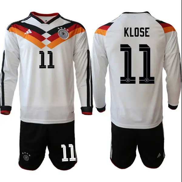 Mens Germany National Team #11 Miroslav Klose White Long Sleeve 2026 FIFA World Cup Soccer Jersey Kit