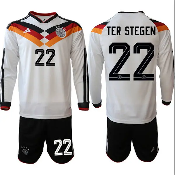 Mens Germany National Team #22 Marc-Andreter Stegen White Long Sleeve 2026 FIFA World Cup Soccer Jersey Kit 