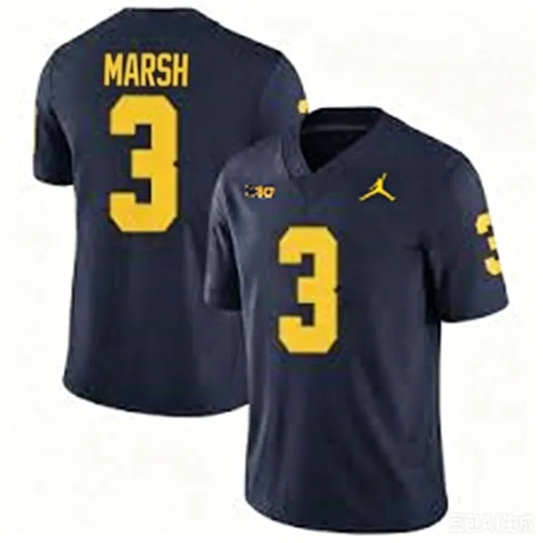 Michigan Wolverines #3 Andrew Marsh Navy F.U.S.E. Limited College Football Game Jersey