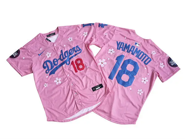 Men's Los Angeles Dodgers #18 Yoshinobu Yamamoto Nike Pink 2025 Tokyo Series Limited Jersey