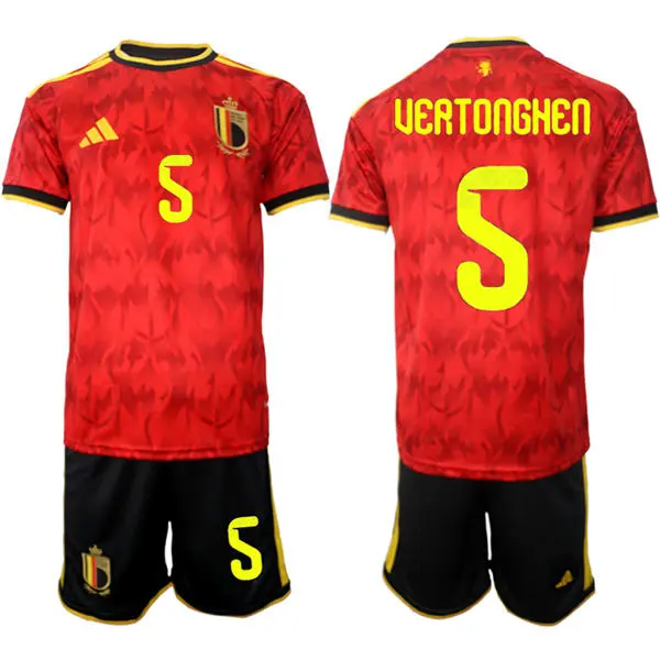 Men's Belgium National Team #5 Jan Vertonghen Home Red 2026 FIFA World Cup Soccer Jersey Kit
