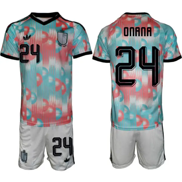 Men's Belgium National Team #24 Amadou Onana Blue Away 2026 FIFA World Cup Soccer Jersey Kit