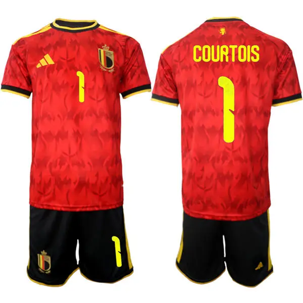 Men's Belgium National Team #1 Thibaut Courtois Home Red 2026 FIFA World Cup Soccer Jersey Kit