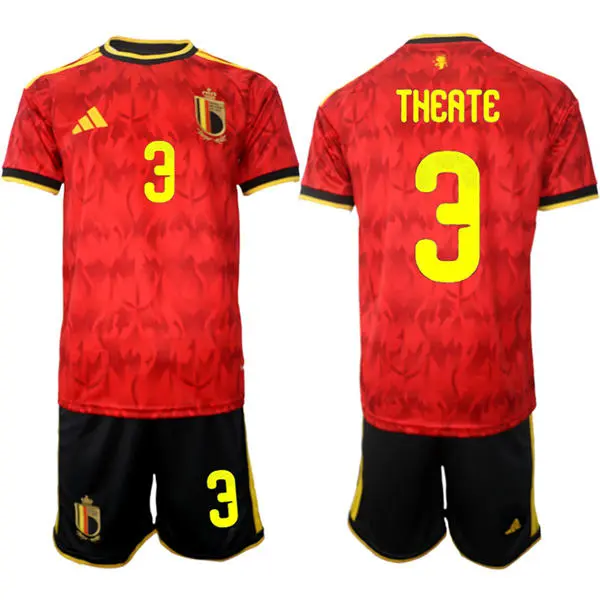 Men's Belgium National Team #3 Arthur Theate Home Red 2026 FIFA World Cup Soccer Jersey Kit