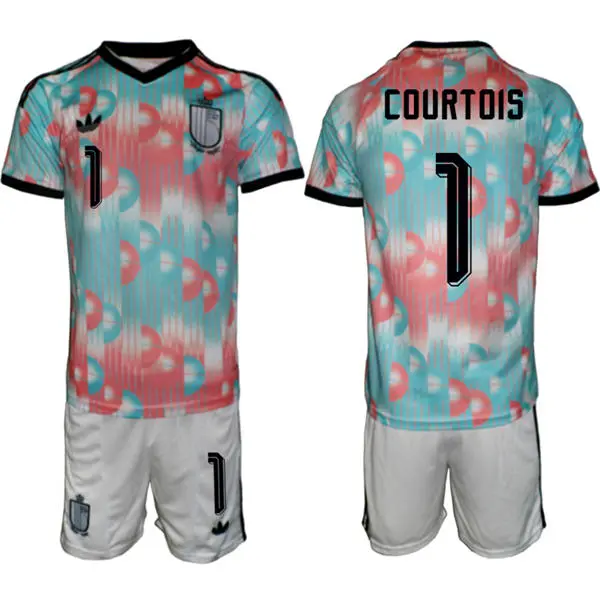 Men's Belgium National Team #1 Thibaut Courtois Blue Away 2026 FIFA World Cup Soccer Jersey Kit