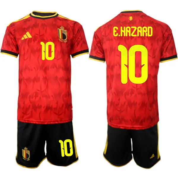 Men's Belgium National Team #10 Eden Hazard Home Red 2026 FIFA World Cup Soccer Jersey Kit
