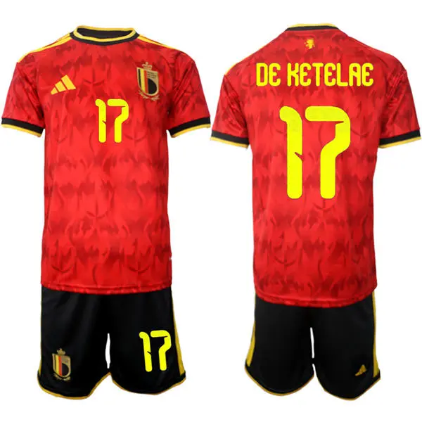 Men's Belgium National Team #17 Charles De Ketelaere Home Red 2026 FIFA World Cup Soccer Jersey Kit