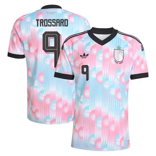 Men's Belgium National Team #9 Leandro Trossard Blue Away 2026 FIFA World Cup Soccer Jersey Kit