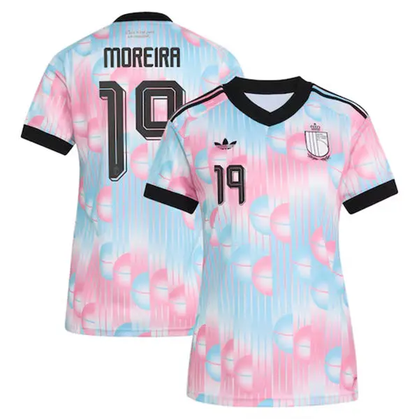 Men's Belgium National Team #19 Diego Moreira Blue Away 2026 FIFA World Cup Soccer Jersey Kit