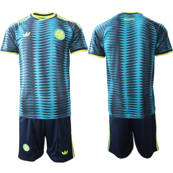 Mens Colombia Soccer Blank Turquoise Away 2026 FIFA World Cup Soccer Team Jersey Kit