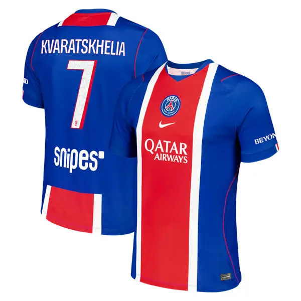 Men's Paris Saint-Germain #7 Khvicha Kvaratskhelia Nike 2026-27 Home Blue Stadium Jersey 