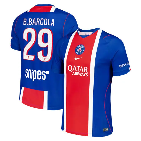 Men's Paris Saint-Germain #29 Bradley Barcola Nike 2026-27 Home Blue Stadium Jersey