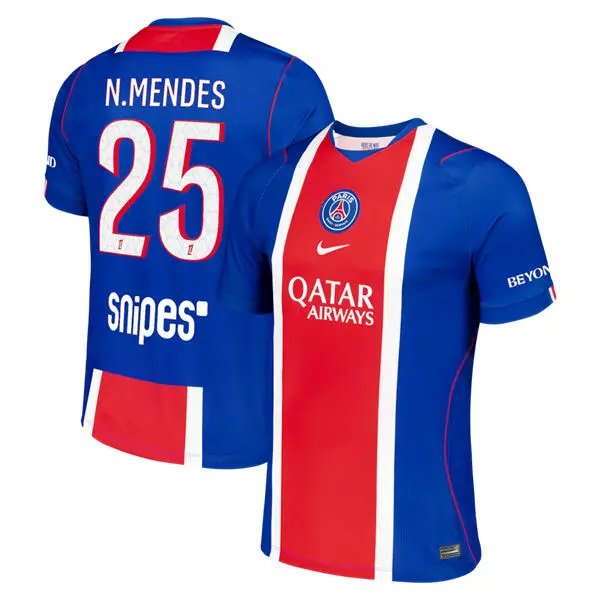 Men's Paris Saint-Germain #25 Nuno Mendes Nike 2026-27 Home Blue Stadium Jersey