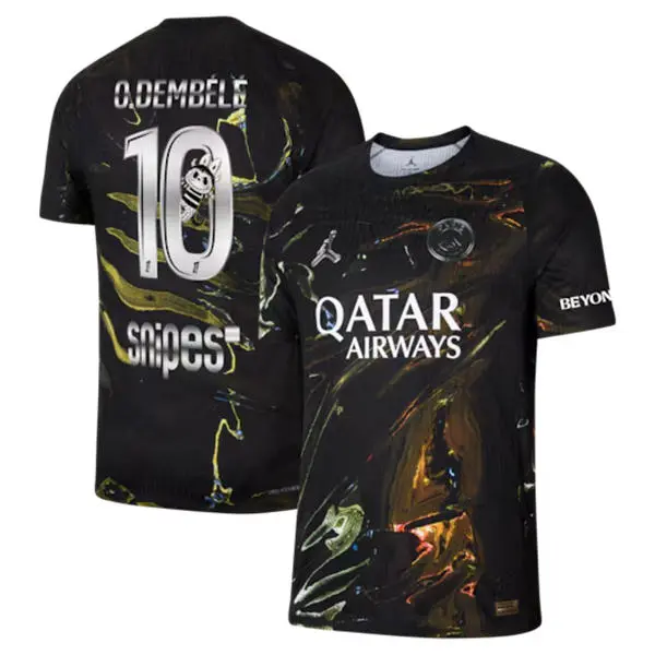 Men's Paris Saint-Germain #10 Ousmane Dembele 2025-26 Black Night Edition Stadium Jersey
