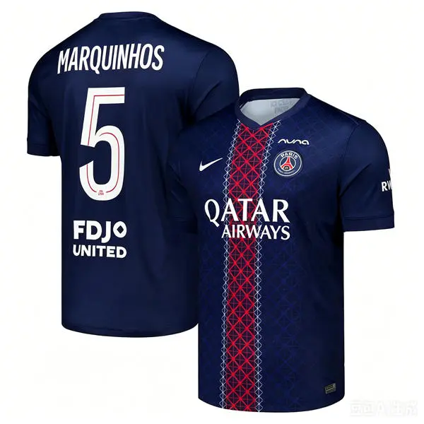 Men's Paris Saint-Germain #5 Marquinhos Nike 2025- 26 Home Navy Stadium Jersey