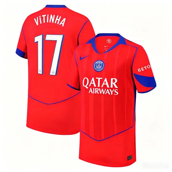 Men's Paris Saint-Germain #17 Vitinha Nike 2025-26 Red Third Jersey