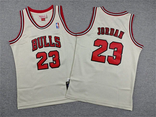 Youth Chicago Bulls #23 Michael Jordan Cream Hardwood Classics Throwback Jersey
