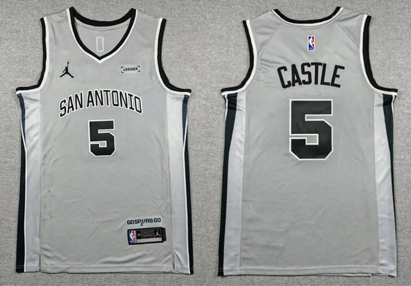 Youth San Antonio Spurs #5 Stephon Castle 2025-26 Silver Statement Edition Jersey