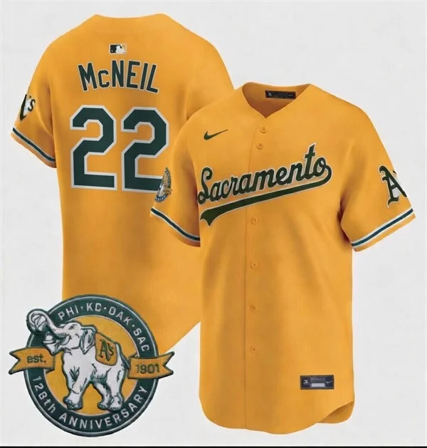 Men's Athletics #22 Jeff McNeil Nike 2026 Gold Alternate Stadium Jersey