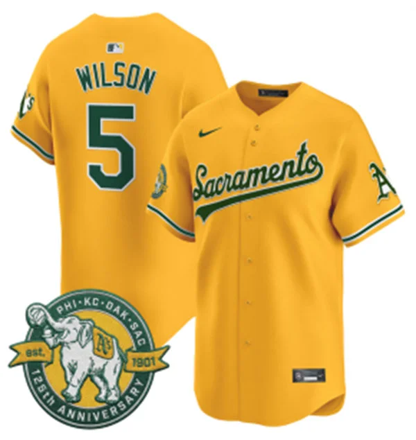 Men's Athletics #5 Jacob Wilson Nike 2026 Gold Alternate Stadium Jersey