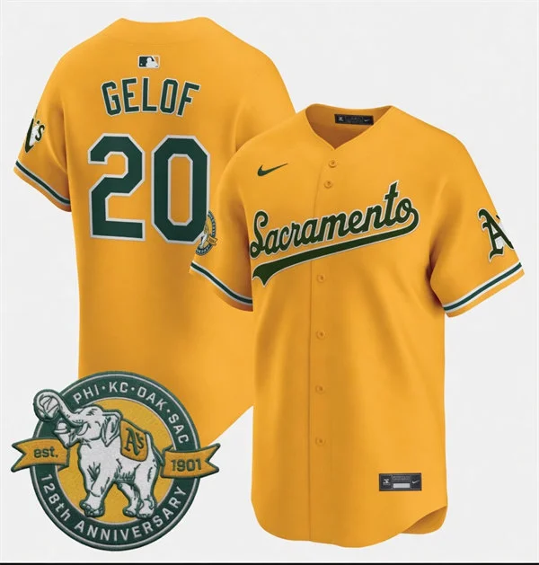 Mens Athletics #20 Zack Gelof Nike 2026 Gold Alternate Stadium Jersey