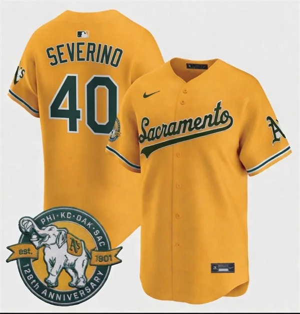 Men's Athletics #40 Luis Severino Nike 2026 Gold Alternate Stadium Jersey