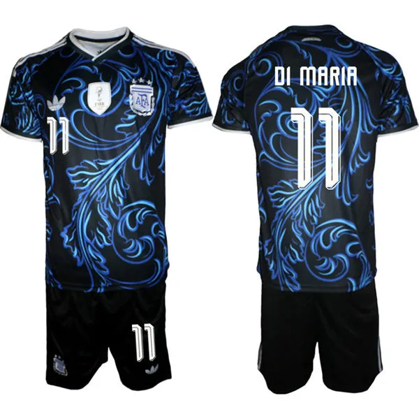 Mens Argentina National Team #11 Angel Di Maria Black Away 2026 FIFA World Cup Soccer Jersey Suit