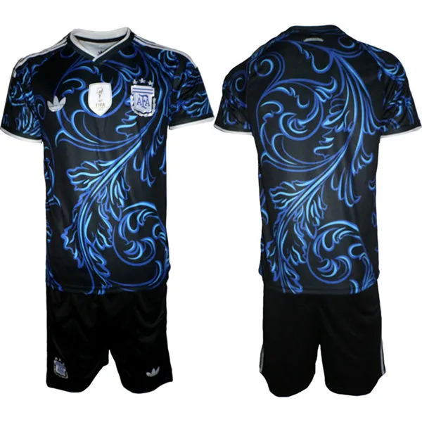 Mens Argentina National Team Blank Black Away 2026 FIFA World Cup Soccer Jersey Suit