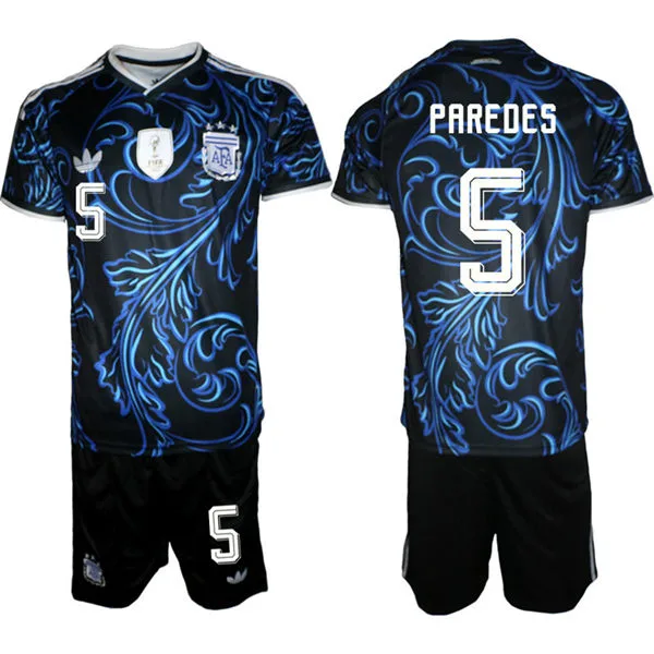 Mens Argentina National Team #5 Leandro Paredes Black Away 2026 FIFA World Cup Soccer Jersey Suit