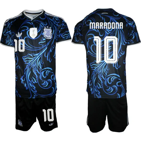 Mens Argentina National Team #10 Diego Maradona Black Away 2026 FIFA World Cup Soccer Jersey Suit